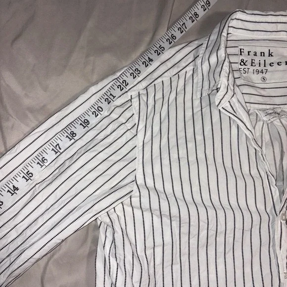 FRANK & EILEEN Joely Button Up Shirt Womens S White Black Stripe Cotton Italy - Picture 11 of 11
